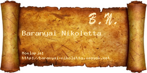 Baranyai Nikoletta névjegykártya